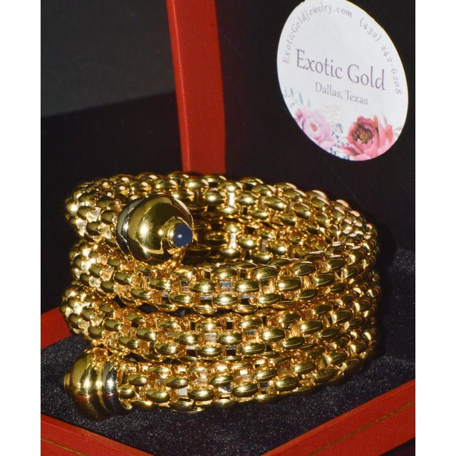 Late 20th Century Italian Fope Flex’it Blue Sapphire Woven Triple Wrap Bangle Bracelet in 18k Yellow & White Gold For Sale - Image 12 of 15