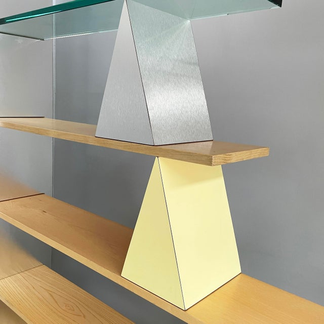 Italian Modern Glass, Wood and Metal Gritti Bookcase by Andrea Branzi for Memphis, 2000s For Sale - Image 18 of 18