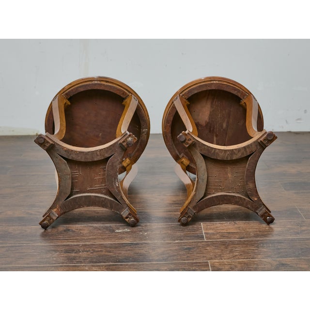 Pair of 19th Century English Regency Walnut Side Tables with Carved Details For Sale - Image 11 of 12