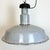 Large Mid-Century Industrial Grey Enamel Factory Lamp, 1950s For Sale - Image 9 of 17