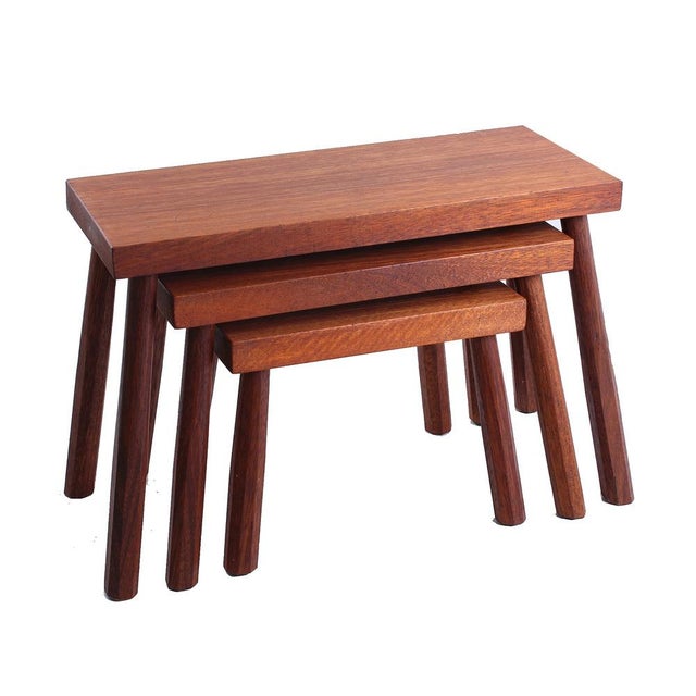 Teak Nesting Tables by Charlotte Perriand, 1960s, Set of 3 For Sale - Image 10 of 10