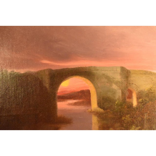 Summer haying scene by W. F. Withirington. The sun is setting as a long day of haying comes to a close. In the foreground...