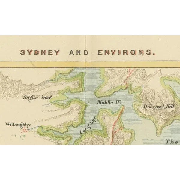 Paper Antique Map of Sydney and Port Jackson, 1889 For Sale - Image 7 of 9