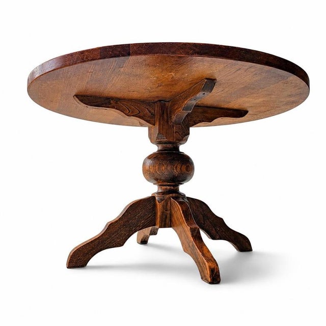 Oak Dining Table with Central Pedestal For Sale - Image 13 of 14