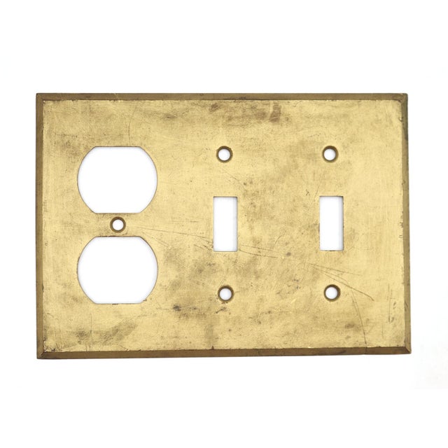 Traditional Vintage Brass Duplex Outlet Gang Light Switch Plate Cover For Sale - Image 3 of 4