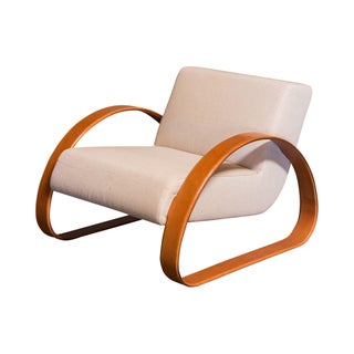 Armani/Casa Leather Arm Club Chair For Sale