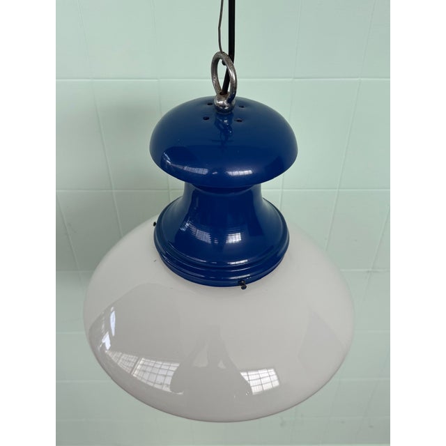 Industrial Space Age Italian Chandelier in Vintage Glass and Metal, 1970s For Sale - Image 10 of 18