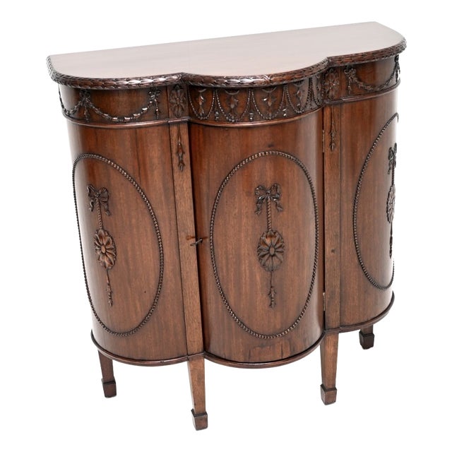 Antique Georgian Adam Style Bow Front Cabinet, 1790 For Sale