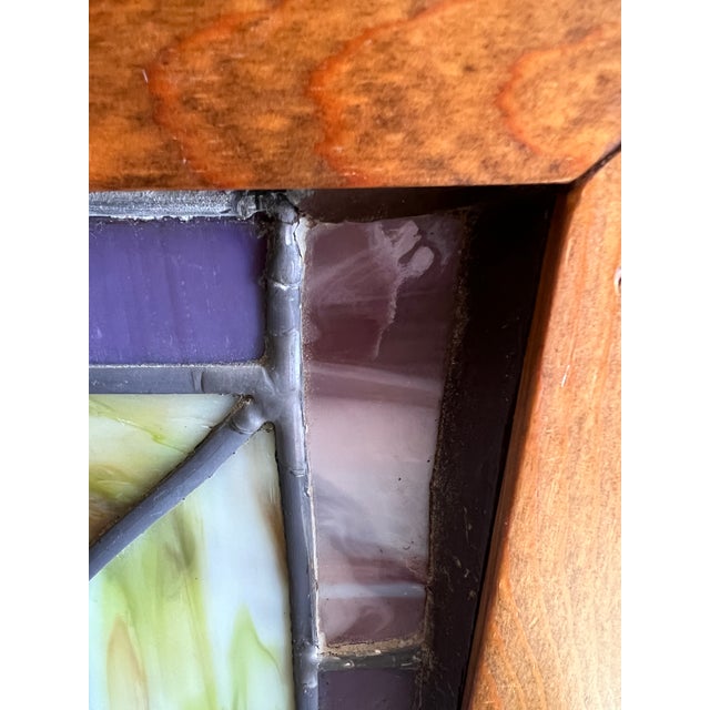 Purple American Victorian Stained Glass in Light Box, Grape Motif For Sale - Image 8 of 15