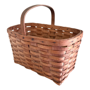 Antique Early 20th Century American Splint Oak Gathering Basket