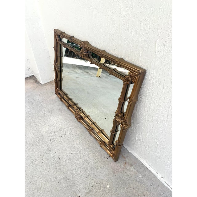 1970s 20th Century Hollywood Regency Gilt Wood Mirror Inspired by Serge Roche For Sale - Image 5 of 10