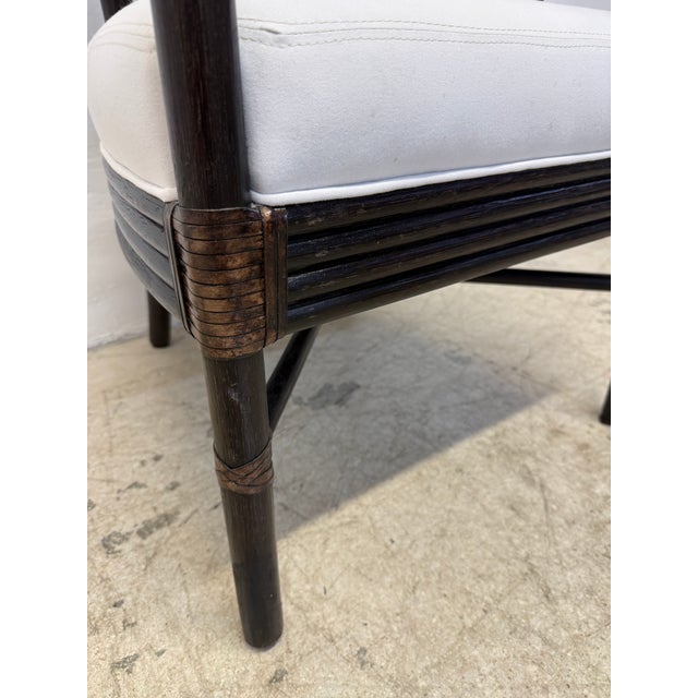 McGuire Brown Leather Wrapped Bamboo Dining Chairs - Set of Six For Sale - Image 17 of 18