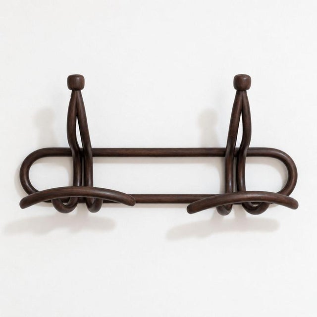 Italian Art Nouveau Walnut Wall Coat Rack For Sale - Image 6 of 9