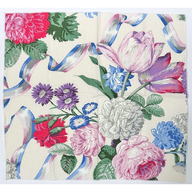 Pink Vintage 1980s Cabbage Rose Floral Cotton Dinner Napkins – Grandmillennial Style (Set of 6) For Sale - Image 8 of 12