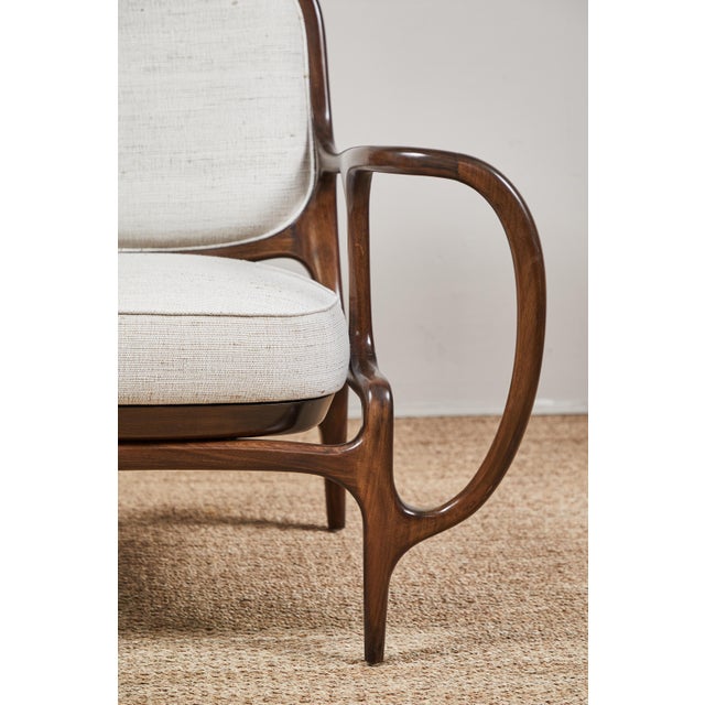 Mid Century Wood and Fabric Chair Chairish