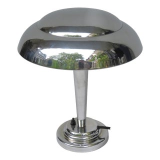 Art Deco Chrome-Plated Mushroom Table Lamp, France, 1920s For Sale