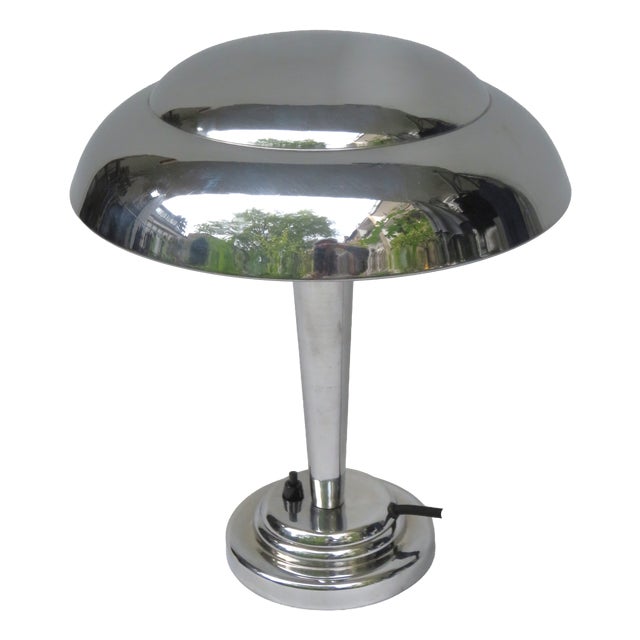 Art Deco Chrome-Plated Mushroom Table Lamp, France, 1920s For Sale