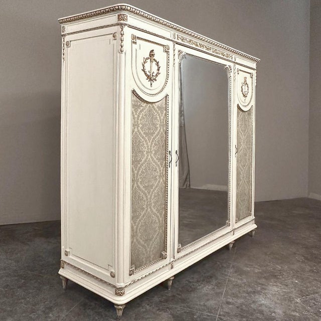Antique Italian Neoclassical Painted Triple Armoire For Sale - Image 4 of 18