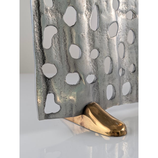 Sculptural Brass and Aluminum Fireplace Screen by David Marshall, 1980s For Sale - Image 4 of 10