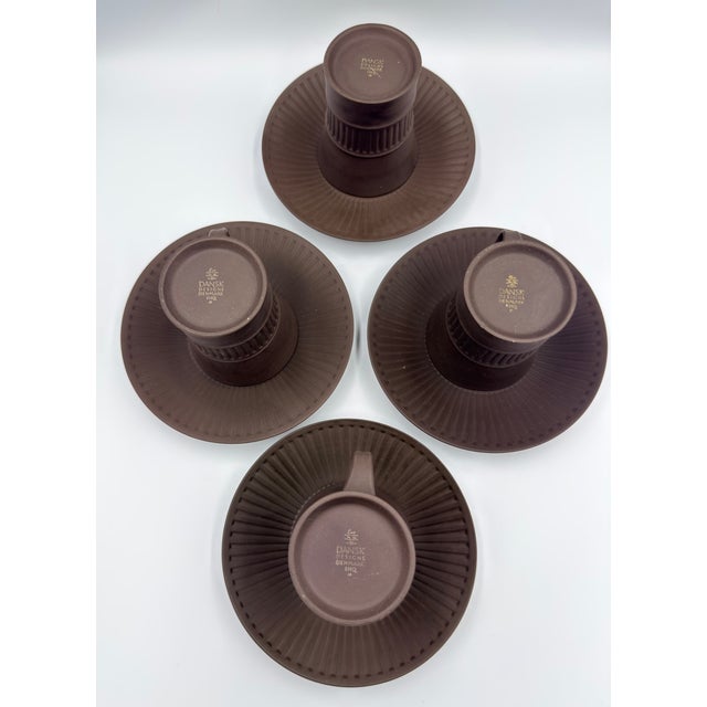 1960s Dansk Denmark Ihq Jens Harald Quistgaard’s ‘Fluted Flamestone’ 8pc Cup & Saucer For Sale - Image 9 of 9