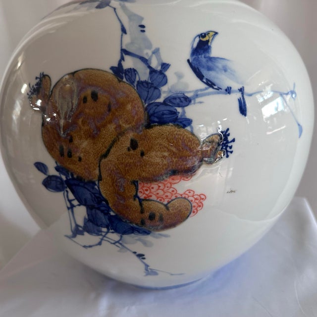 Asian John Richard Yori Ceramic Oversized Vase With Asian Theme For Sale - Image 3 of 7