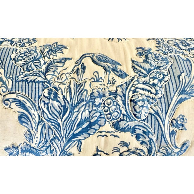 Mid-20th Century Blue and White Quilted Toile Bolster Pillows - A Pair For Sale In Atlanta - Image 6 of 6