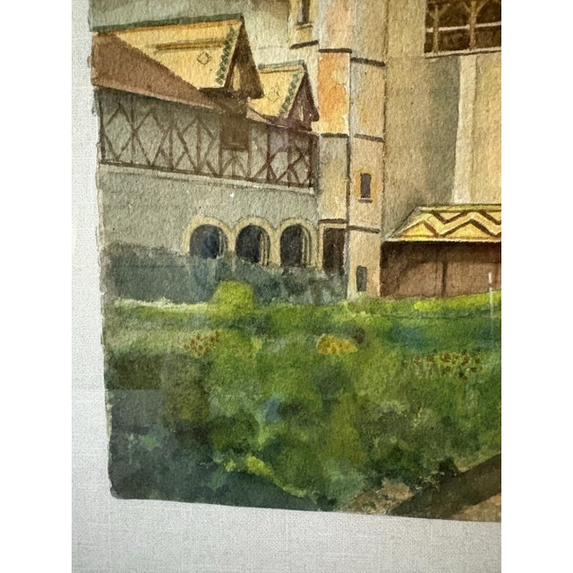 Mid 20th Century Framed French Watercolor Painting of Chateau La Roche Pot For Sale - Image 6 of 12
