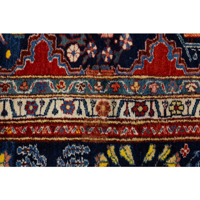 Textile Antique Bidjar Style Runner Rug With Tree of Life Design, Red and Indigo Wool For Sale - Image 7 of 11