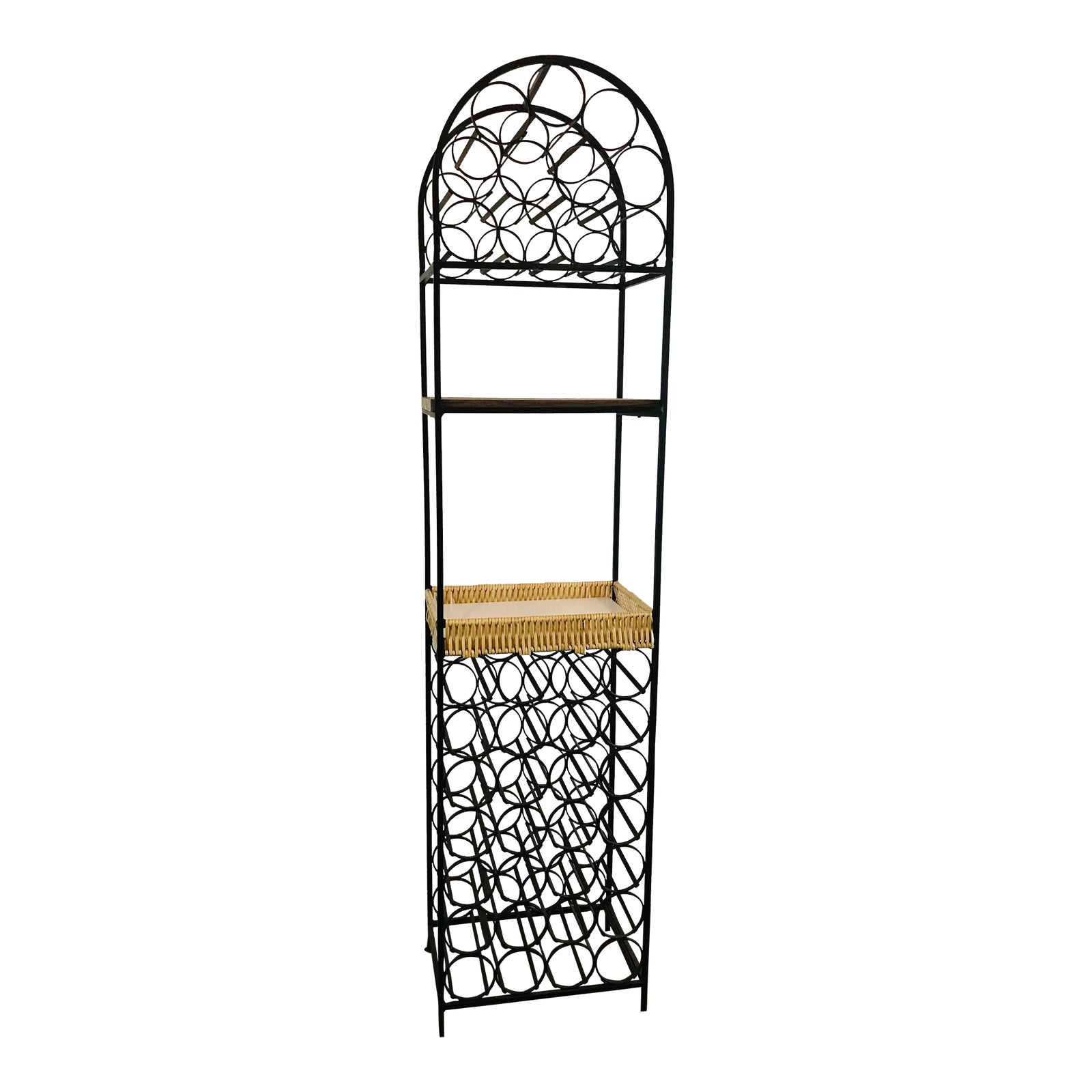 Mid-Century Modern Arthur Umanoff Iron Arched Wine Rack Woven Two ...