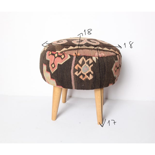 Anatolian Kilim Upholstered Accent Sitting Stool – Bohemian Home Decor Bench Ottoman Stool Bring a touch of Anatolian...