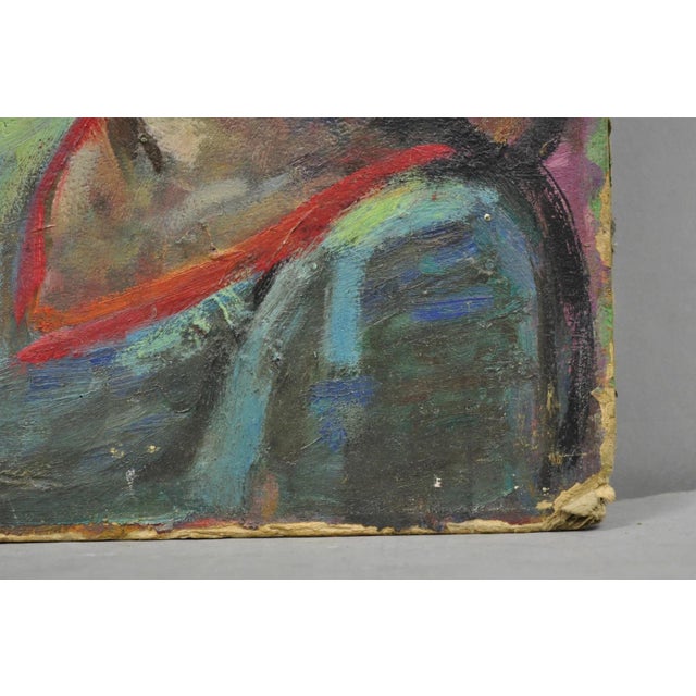 Paper Vintage Samuel Heller "Family Portrait W/ Child B" Oil on Board Painting Signed For Sale - Image 7 of 10