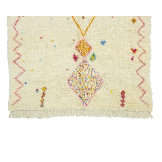 Multi-Color Hand-Knotted Moroccan Wool Rug | 8'2" X 5'5" | One of a Kind For Sale - Image 9 of 11