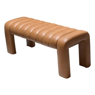 Contemporary Channel-Tufted Upholstered Bench For Sale