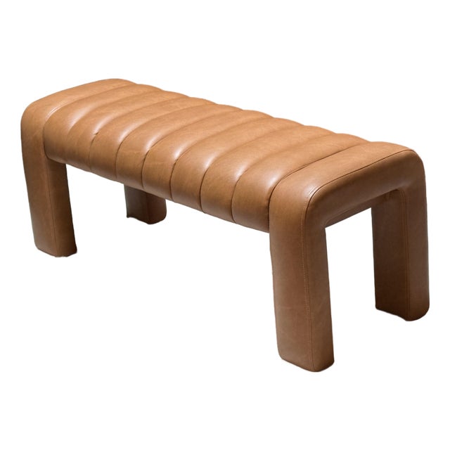 Contemporary Channel-Tufted Upholstered Bench For Sale