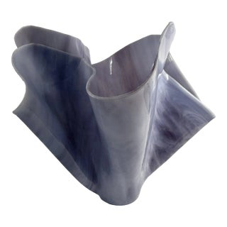 Vintage Lavender Blown Glass Handkerchief Vase For Sale