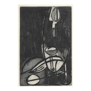 1961 Crissa Caris Bamboo Abstract Etching With Aquatint
