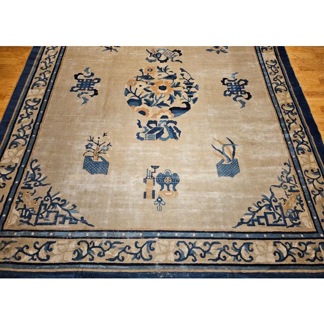 Antique Chinese Peking Rug, Hand-Knotted Wool, Fortune Symbols, 1800s, 10' x 12' For Sale - Image 18 of 18