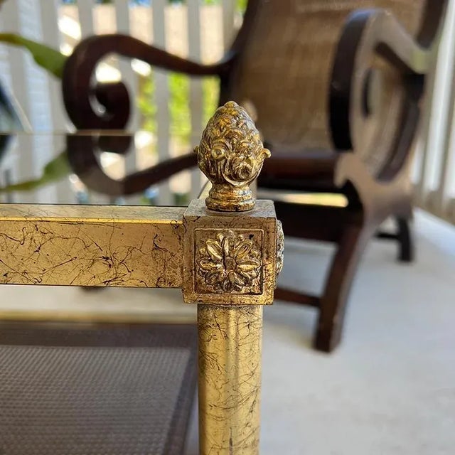 Maison Jansen 1970s Gilt Square Side Tables With Smokey Glass and Cane Shelf - a Pair For Sale - Image 4 of 9