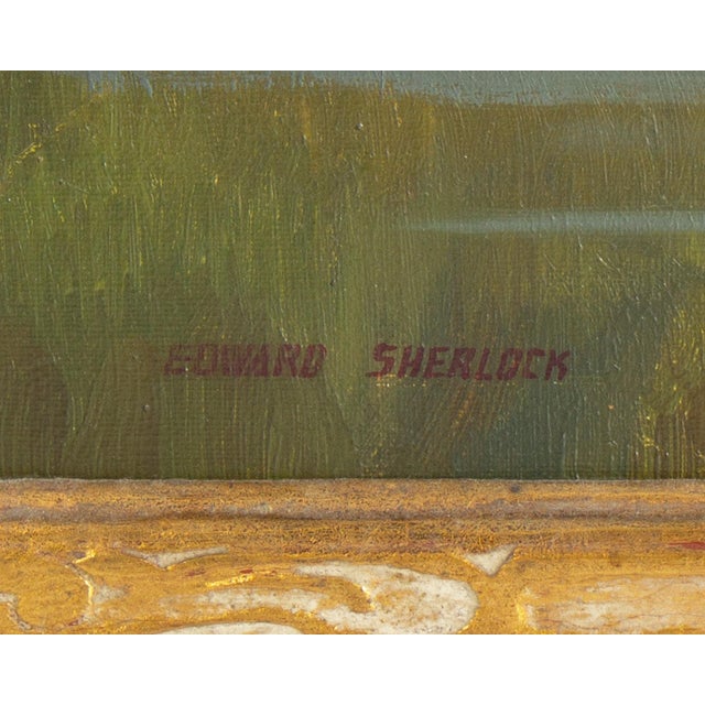 Green 1930s Oil on Canvas Landscape Painting by Edward Sherlock For Sale - Image 8 of 9