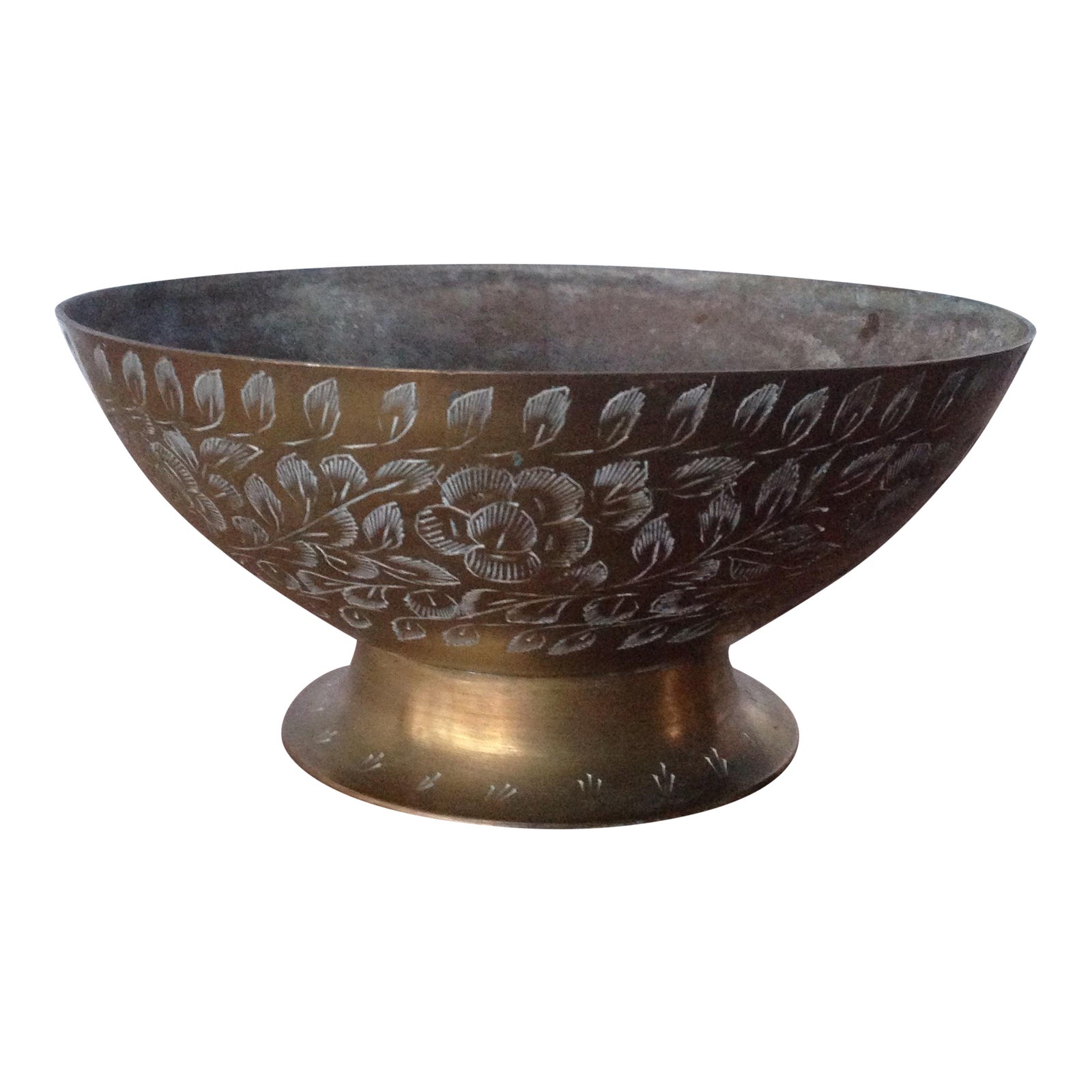 Vintage Etched Brass Bowl Chairish