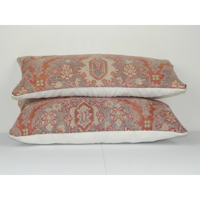 Mid-Century Modern Faded Red Turkish Rug Pillow Cover For Sale - Image 3 of 6