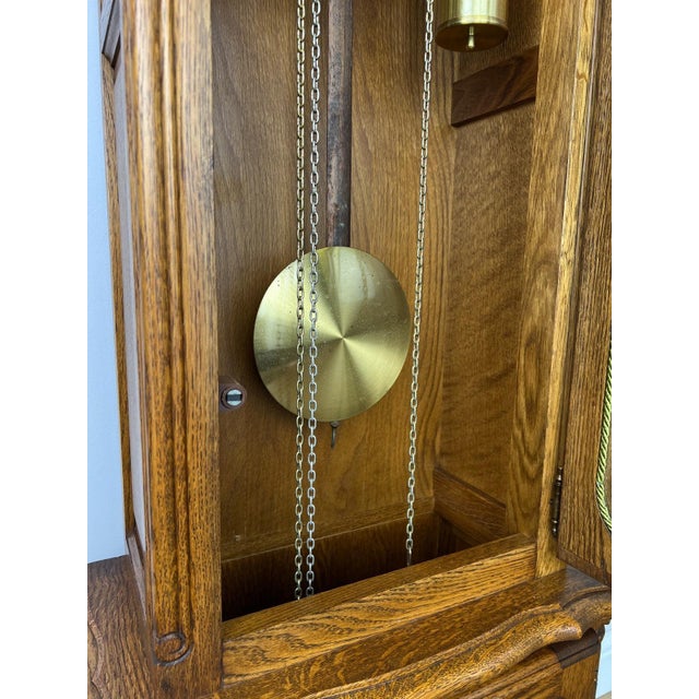 Vintage Grandfather Clock in Oak For Sale - Image 11 of 13