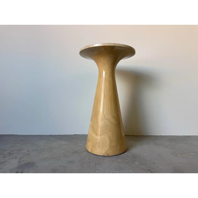 Vintage Organic Modern Minimalist Italian Travertine Pedestal Side Table/ Sold For Sale - Image 11 of 12