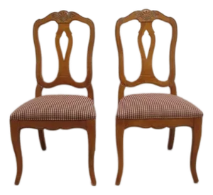 1950s Pair Ethan Allen Dining Room Side Chairs French Country