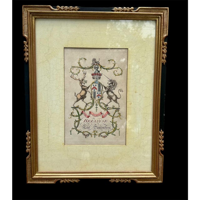 Pair of Framed 18th-Century Hand-Colored English Armorial Engravings – Belasyse and Berkeley. For Sale - Image 11 of 11