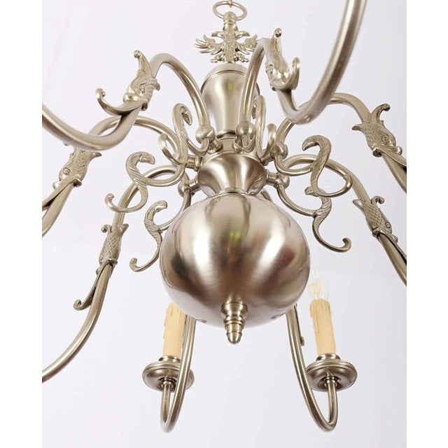 Beautiful white brass chandelier decorated with fish and an eagle. Checked electrical installation - ready to use. Light...