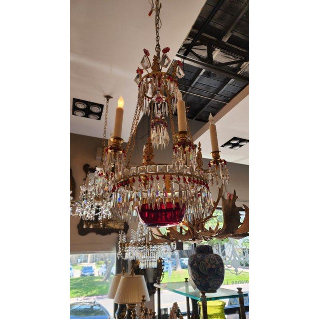 Early 19th Century Empire Style Gilt-Brass and Glass Chandelier For Sale - Image 9 of 9