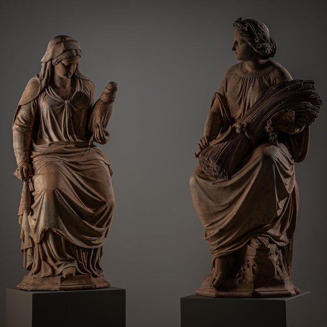 Franz Melnitzky, Summer, Autumn, and Winter Sculptures, 1855, Terracotta, Set of 3 For Sale - Image 17 of 18