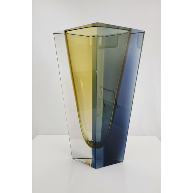 Kaj Franck Nuutajarvi Notsjo Prisma Tri-Color Art Glass MCM Diamond Vase For Sale - Image 11 of 18