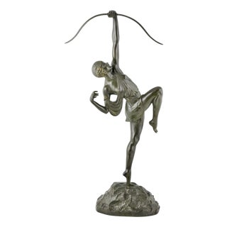 Pierre Le Faguays, Art Deco Diana with Bow, 1925, Bronze For Sale